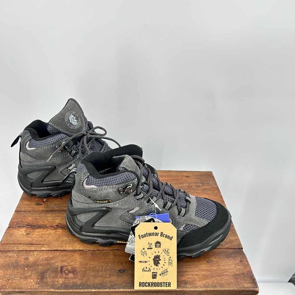 Rockrooster Mens Hiking Boots Grey Waterproof HydroGuard Suede Trail Shoes‎